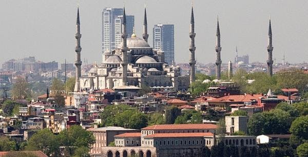 The High Rise Development Can Be Seen Looming Behind The 17th Century Sultan Ahmed Mosque, Also Known As The Blue Mosque