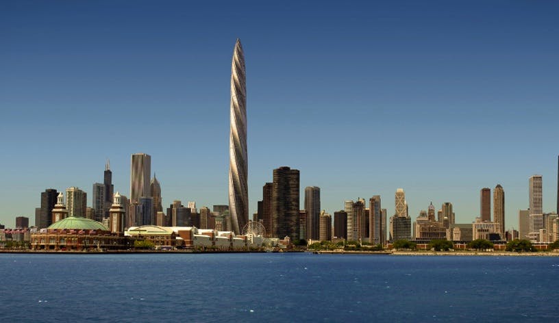 Construction work started on the Santiago Calatrava-designed Chicago Spire in 2007, but was halted a year later due to the econo