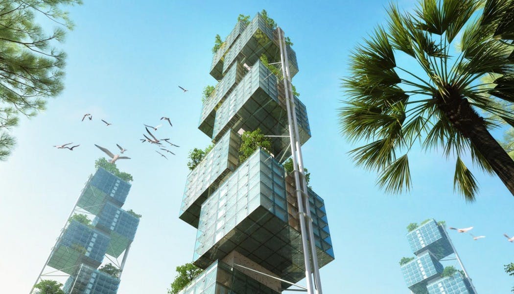 Prefabricated skycubes proposed with 'elastic' living apartments inside