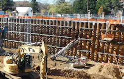 Example image of steel sheet piles used as support of excavation Example image of steel sheet piles used as support of excavation