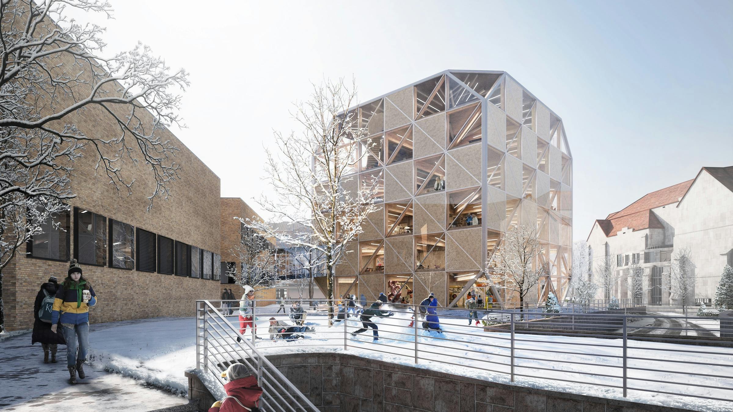 Bjarke Ingels Group designs a mass timber cube structure for the University of Kansas