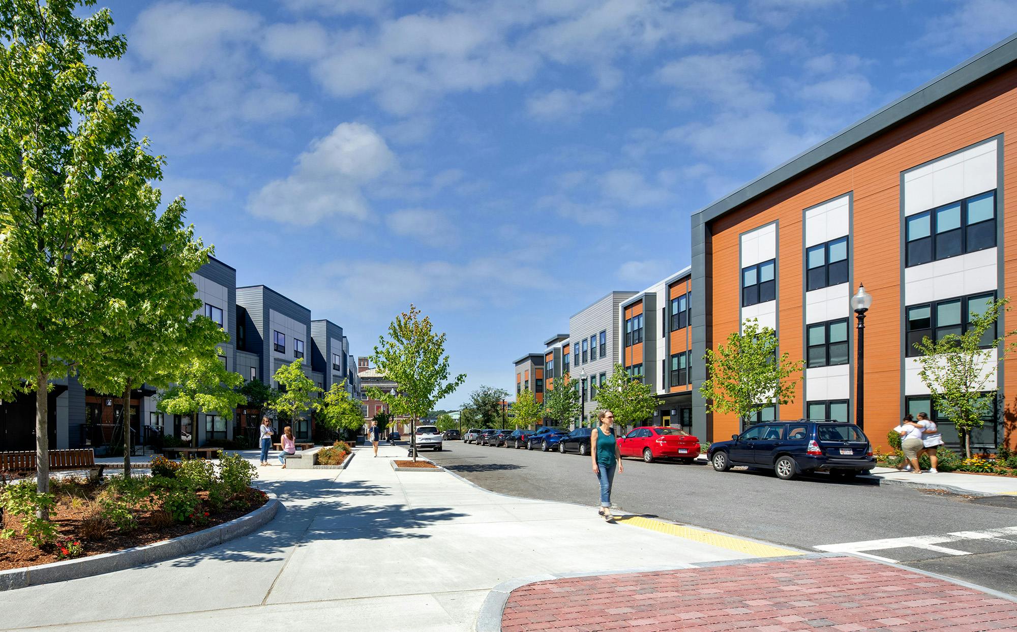 Flat 9 at Whittier breaks down isolating superblock layouts by incorporating bisecting streets through the developments that connect them to their greater communities
