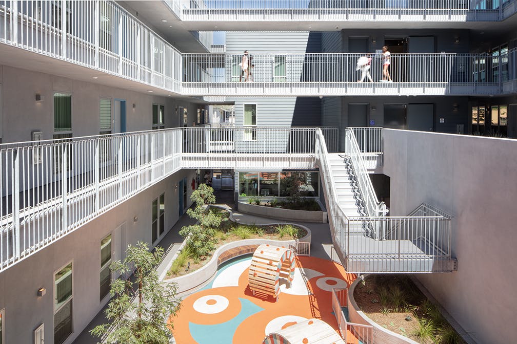 Brunson Terrace all-electric affordable housing project in Santa Monica, Calif., designed by Brooks + Scarpa