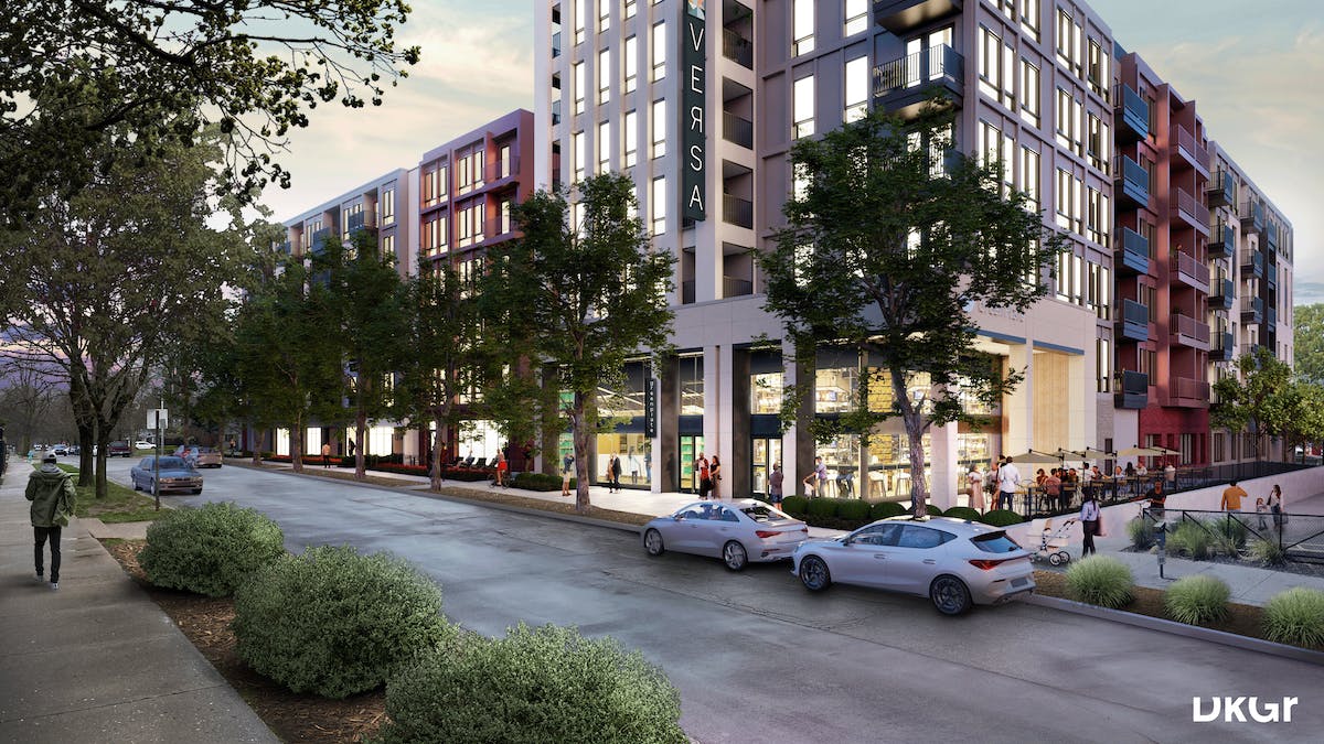 Versa will bring 233 apartment units to Indianapolis's Broad Ripple neighborhood. Rendering: DKGr, courtesy Milburn