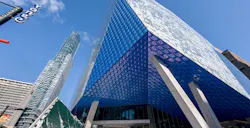 Ryerson University Student Learning Centre, Ontario, Canada Alpolic®/Fr Custom Prismatic Sep Blue Finish Ryerson University Student Learning Centre, Ontario, Canada Alpolic®/Fr Custom Prismatic Sep Blue Finish