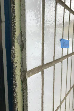 A Cross Section Of The Thin Brick Veneer Installation, Including The Mvis Air & Water Barrier (light Green), Mvis Thin Brick Mortar, And Mvis Pointing Mortar A Cross Section Of The Thin Brick Veneer Installation, Including The Mvis Air & Water Barrier (light Green), Mvis Thin Brick Mortar, And Mvis Pointing Mortar