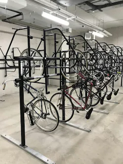 Vertical racks at Brooklyn’s Caesura mixed-use building Vertical racks at Brooklyn’s Caesura mixed-use building