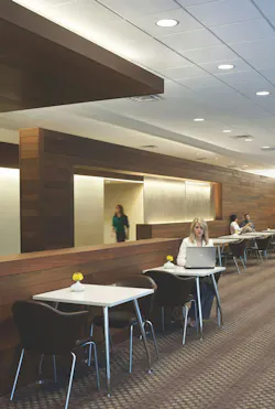 Bellevue Medical Center, like many new healthcare settings, is modeled on a hospitality environment: warm and welcoming, incorporating a modern vocabulary comprising vernacular rectilinear shapes made of natural materials including stone, wood, metal, and glass while using simple, linear forms that tie the building to the surrounding landscape. Photo: Farshid Assassi, courtesy HDR Bellevue Medical Center, like many new healthcare settings, is modeled on a hospitality environment: warm and welcoming, incorporating a modern vocabulary comprising vernacular rectilinear shapes made of natural materials including stone, wood, metal, and glass while using simple, linear forms that tie the building to the surrounding landscape. Photo: Farshid Assassi, courtesy HDR