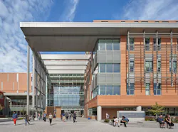 Somerville High School exterior with students Somerville High School exterior with students