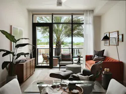 Model apartment green interior Model apartment green interior