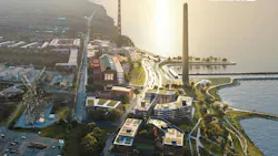 A city with a tall tower A city with a tall tower