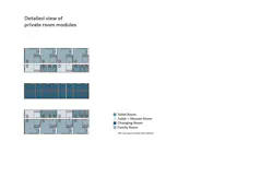 Detailed view of private locker room modules Detailed view of private locker room modules