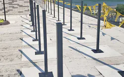 Avcon’s Commercial Railing Post Layout For Rooftop Terrace Shows How Ultra Aluminum Railing Prevents Egress To The Roof Edge Avcon’s Commercial Railing Post Layout For Rooftop Terrace Shows How Ultra Aluminum Railing Prevents Egress To The Roof Edge