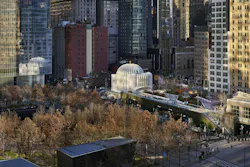 St. Nicholas Greek Orthodox Church and National Shrine glowing in light reflected from One World Trade Center - Photo(s) © Alan Karchmer for Santiago Calatrava St. Nicholas Greek Orthodox Church and National Shrine glowing in light reflected from One World Trade Center - Photo(s) © Alan Karchmer for Santiago Calatrava