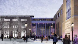 University of St. Thomas Lee and Penny Anderson Arena Renderings courtesy Ryan Companies, Crawford Architects Tower Entry Winter View University of St. Thomas Lee and Penny Anderson Arena Renderings courtesy Ryan Companies, Crawford Architects Tower Entry Winter View