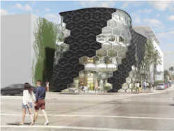 A rendering of the exterior of The verge Building during the day A rendering of the exterior of The verge Building during the day