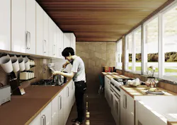 A rendering of a food prep area inside Lego Lunch A rendering of a food prep area inside Lego Lunch