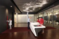 People using the display tables People using the display tables