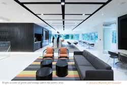 Bright orange and green accents in the pantry Bright orange and green accents in the pantry