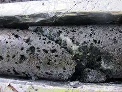 A Basalt core containing carbonates A Basalt core containing carbonates
