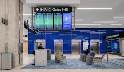 Elevator bank and seating group Elevator bank and seating group