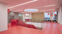 Level three landing area in LEGO campus building Level three landing area in LEGO campus building