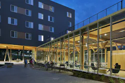 Adohi Hall exterior glazing Adohi Hall exterior glazing