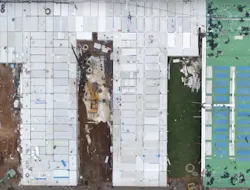 Huoshenshan Hospital under construction fromabove Huoshenshan Hospital under construction fromabove