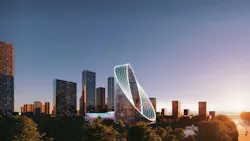 OPPO R&D Headquarters illuminated at dusk OPPO R&D Headquarters illuminated at dusk