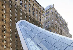 Steel Skeleton Supports The Gateway's Glass Canopy Steel Skeleton Supports The Gateway's Glass Canopy