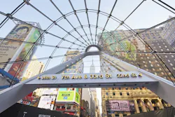 A view through East End Gateway's glass canopy A view through East End Gateway's glass canopy