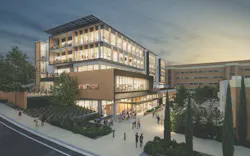 UCR School of Med Ed II exterior at night UCR School of Med Ed II exterior at night