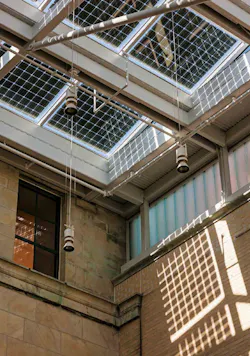 Solar cells are often used for “solar painting,” leveraging light and shadow. Photo courtesy of Vitro Architectural Glass Solar cells are often used for “solar painting,” leveraging light and shadow. Photo courtesy of Vitro Architectural Glass