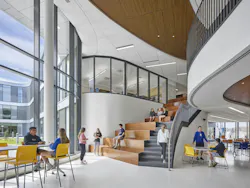 The Library On The Second Floor Connects With The Cafeteria On The First The Library On The Second Floor Connects With The Cafeteria On The First