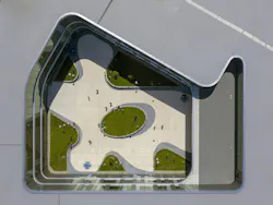 The school wraps around a large courtyard The school wraps around a large courtyard