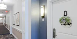 Senior living door with dark bronze SALTO smart lock Senior living door with dark bronze SALTO smart lock