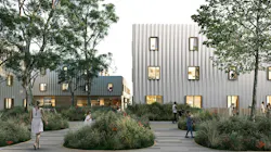 MycoComposite building facade at The Phoenix affordable housing development in California MycoComposite building facade at The Phoenix affordable housing development in California