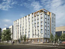 Portland's Timberview VIII mass timber tower will offer more than 100 affordable units. Rendering: Access Architecture Portland's Timberview VIII mass timber tower will offer more than 100 affordable units. Rendering: Access Architecture