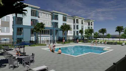 Rendering of senior housing multifamily community Rendering of senior housing multifamily community