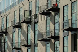 Exterior Of Mixed Use Adaptive Reuse Building In Chicago, Ill Exterior Of Mixed Use Adaptive Reuse Building In Chicago, Ill