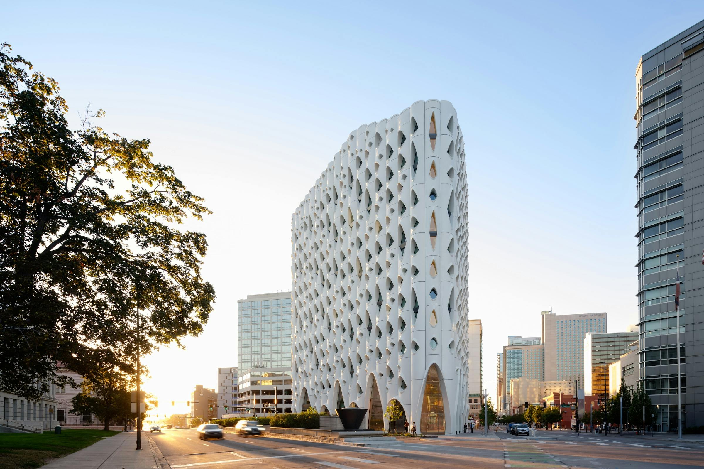 Populus Hotel, Denver, the first carbon positive hotel in the United States. Photo: Jason O'Rear, courtesy The Beck Group