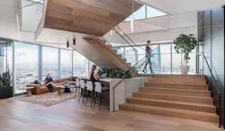 One of the key design elements in the Sherman & Howard law office is the connecting staircase between the firm’s two floors. It’s one of several social areas in the office One of the key design elements in the Sherman & Howard law office is the connecting staircase between the firm’s two floors. It’s one of several social areas in the office