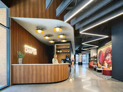 An energetic mural defines one study zone in the lobby at Chapter Madison—one of the many flexible gathering zones throughout the 10-story building designed by LJC and developed by CRG and Kenter Capital An energetic mural defines one study zone in the lobby at Chapter Madison—one of the many flexible gathering zones throughout the 10-story building designed by LJC and developed by CRG and Kenter Capital