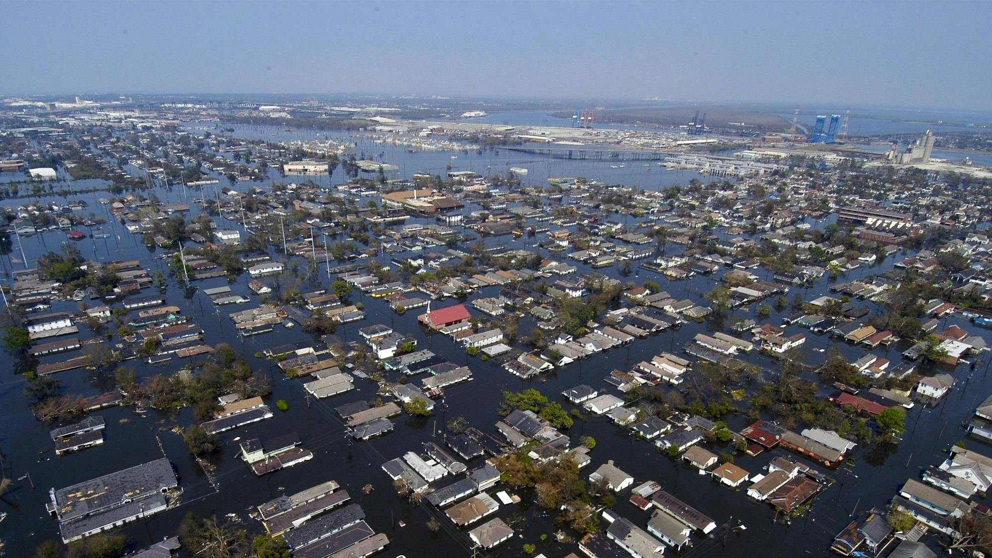 New Orleans flooded houses