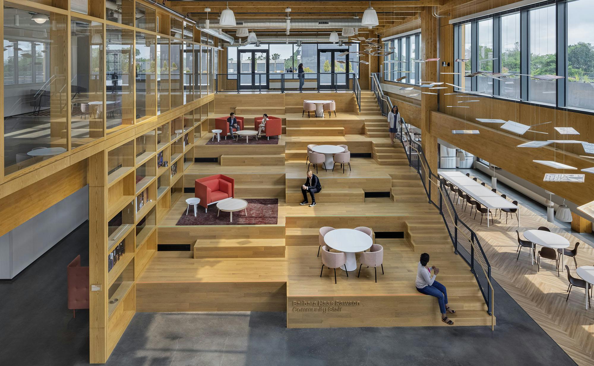 Pictured: Cleveland Foundation Headquarters, Cleveland, Ohio. The Barbara Haas Rawson Community Stair is the centerpiece of the Cleveland Foundation&rsquo;s headquarters, blending mass timber construction with a warm, transparent, and welcoming design