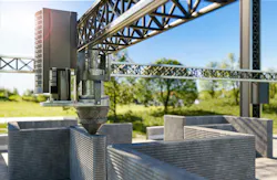 3d printing single-family house with concrete. New technology house building using a modern CNC machine 3d printing single-family house with concrete. New technology house building using a modern CNC machine