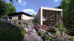 View from the site's accessible path, back to the ticketing and administration building (left) and the Clarissa S. Nye Visitor Center (right). Courtesy GWWO View from the site's accessible path, back to the ticketing and administration building (left) and the Clarissa S. Nye Visitor Center (right). Courtesy GWWO