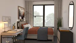 National commercial interiors firm Mary Cook Associates (MCA) and custom furniture manufacturer Morgan Li launched ‘Built to Spec,’ a new furnishings solution for student housing developments. Image © MCA National commercial interiors firm Mary Cook Associates (MCA) and custom furniture manufacturer Morgan Li launched ‘Built to Spec,’ a new furnishings solution for student housing developments. Image © MCA