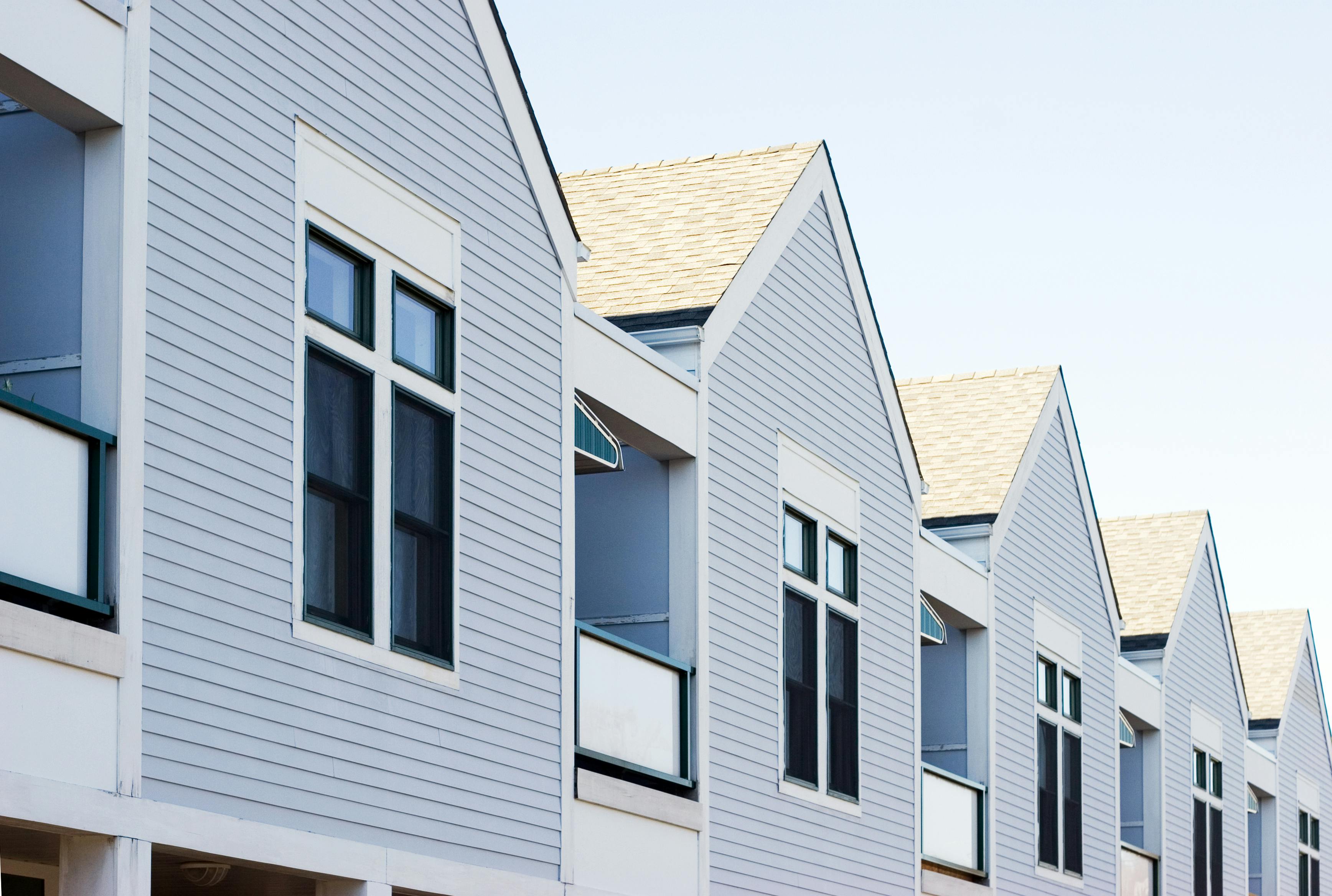 Houses in a row. A row of new affordable housing construction