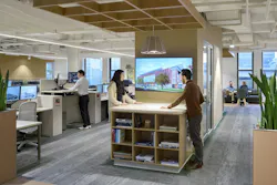 The design prioritizes natural light, giving nearly all employees direct access to daylight and exterior views. Individual home bases are positioned in the open office area, while informal collaboration zones and enclosed focus rooms break up the space without disrupting its openness The design prioritizes natural light, giving nearly all employees direct access to daylight and exterior views. Individual home bases are positioned in the open office area, while informal collaboration zones and enclosed focus rooms break up the space without disrupting its openness